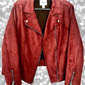 Old Navy Moto Jacket | Size L | Burgundy | Edgy Chic